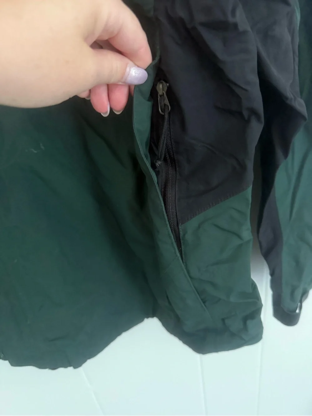 The North Face Green and Black Waterproof Hooded Shell Jacket